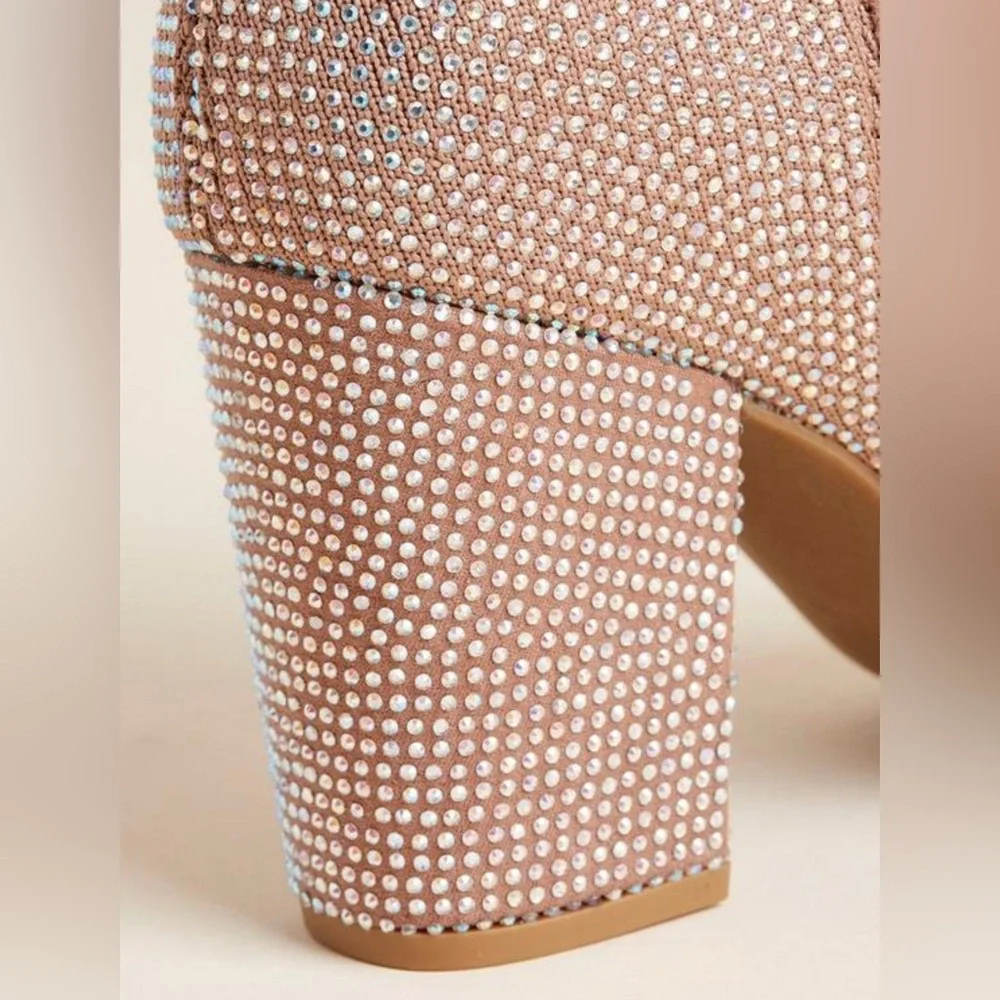 π Torrid - Tan Rhinestone Ankle Boots - Picture 6 of 8